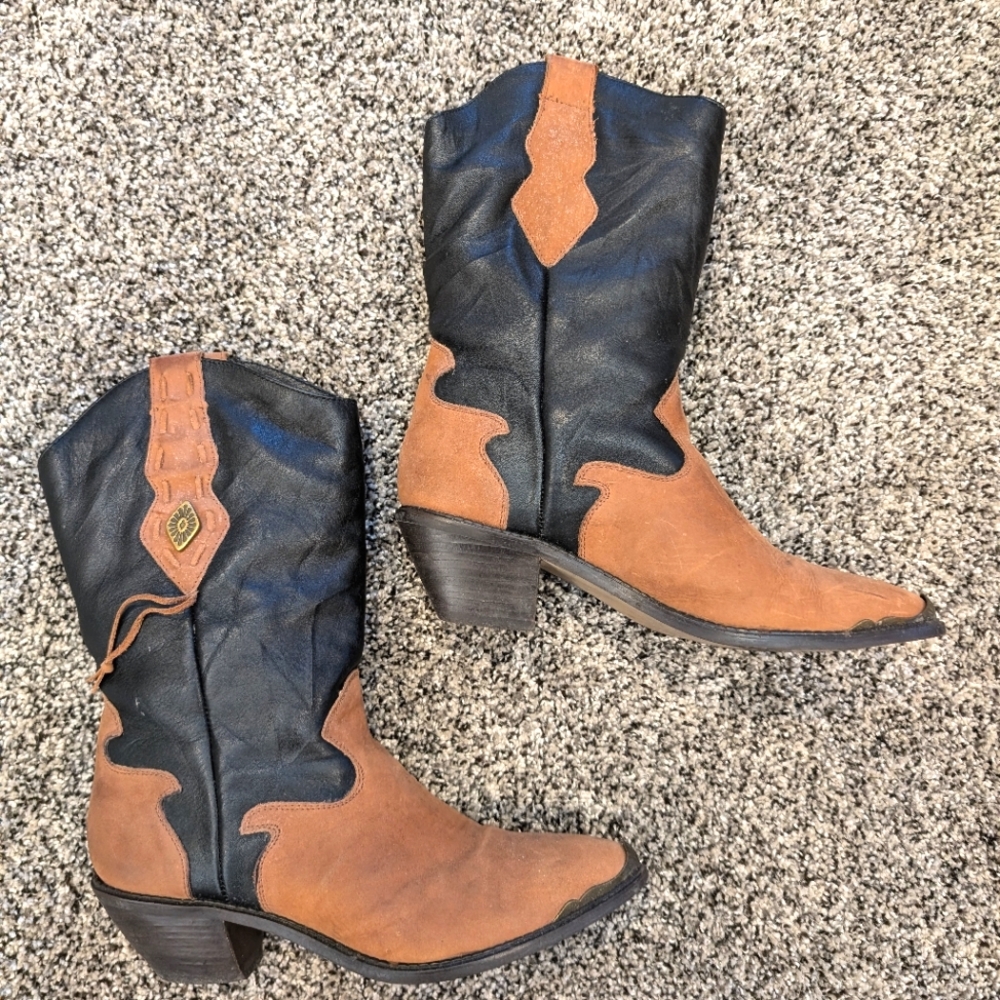 Code West Cowboy Boots 8M brown and black leather